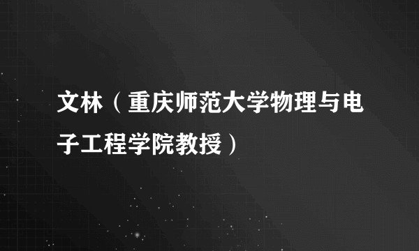 文林（重庆师范大学物理与电子工程学院教授）