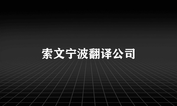 索文宁波翻译公司