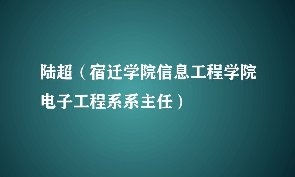 陆超（宿迁学院信息工程学院电子工程系系主任）