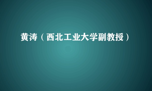 黄涛（西北工业大学副教授）