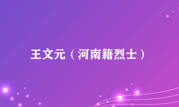 王文元（河南籍烈士）