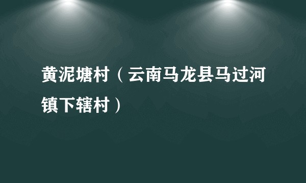 黄泥塘村（云南马龙县马过河镇下辖村）