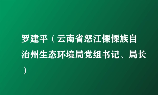罗建平（云南省怒江傈僳族自治州生态环境局党组书记、局长）