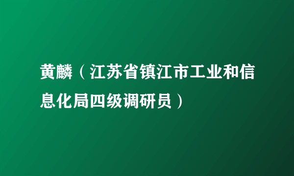 黄麟（江苏省镇江市工业和信息化局四级调研员）