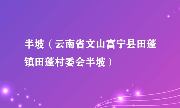 半坡（云南省文山富宁县田蓬镇田蓬村委会半坡）