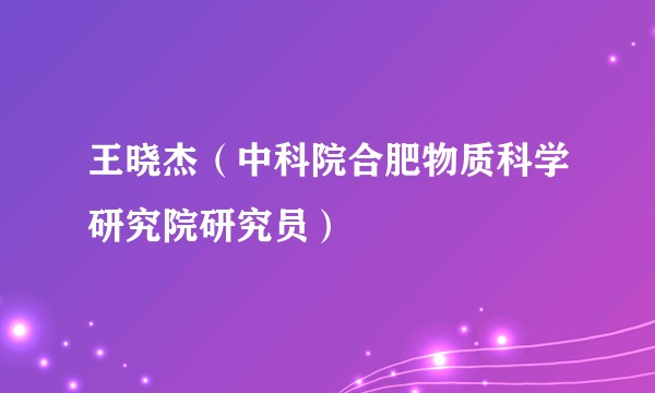 王晓杰（中科院合肥物质科学研究院研究员）