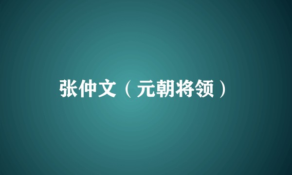 张仲文（元朝将领）