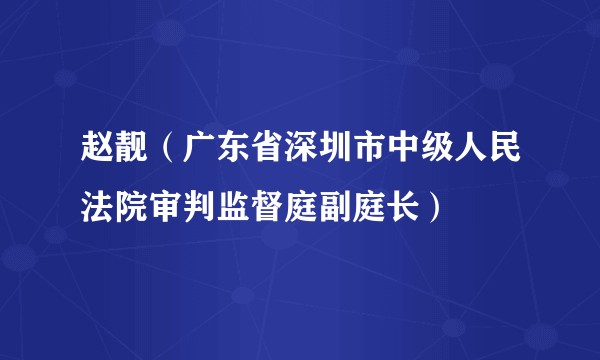 赵靓（广东省深圳市中级人民法院审判监督庭副庭长）