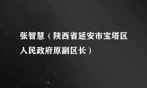 张智慧（陕西省延安市宝塔区人民政府原副区长）