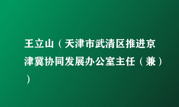 王立山(天津市武清区推进京津冀协同发展办公室主任(兼))
