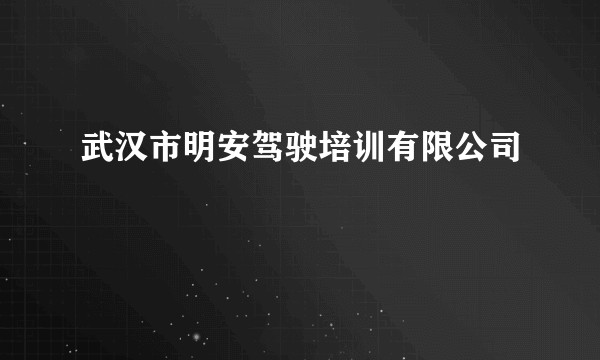 武汉市明安驾驶培训有限公司
