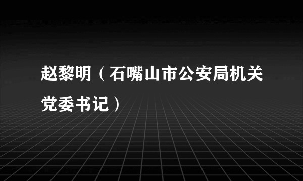 赵黎明（石嘴山市公安局机关党委书记）