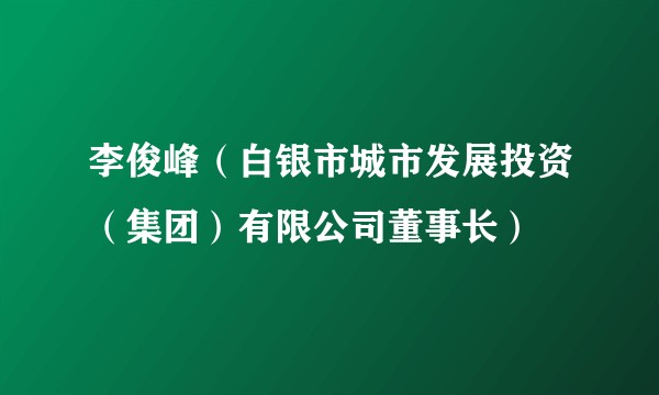 李俊峰(白银市城市发展投资(集团)有限公司董事长)