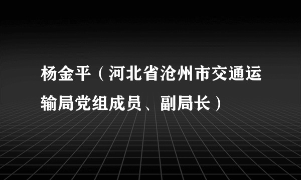 杨金平（河北省沧州市交通运输局党组成员、副局长）