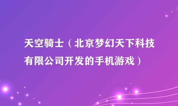 天空骑士（北京梦幻天下科技有限公司开发的手机游戏）