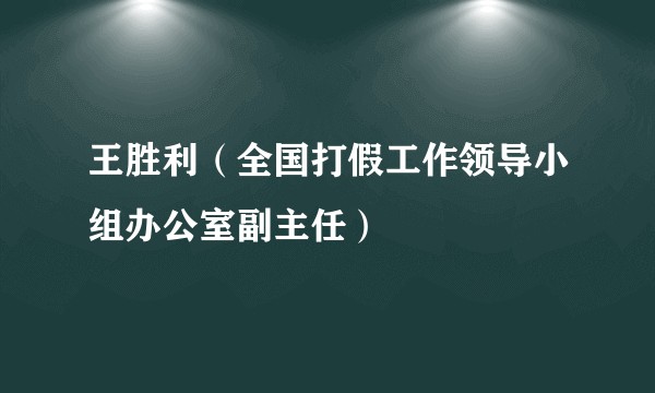 王胜利（全国打假工作领导小组办公室副主任）