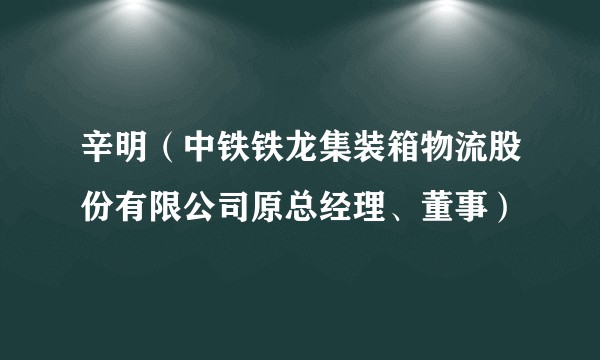 辛明（中铁铁龙集装箱物流股份有限公司原总经理、董事）