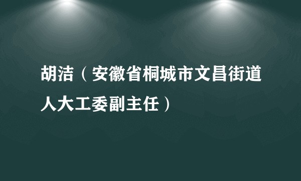 胡洁（安徽省桐城市文昌街道人大工委副主任）