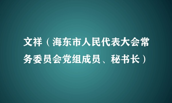 文祥（海东市人民代表大会常务委员会党组成员、秘书长）