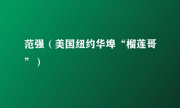 范强（美国纽约华埠“榴莲哥”）