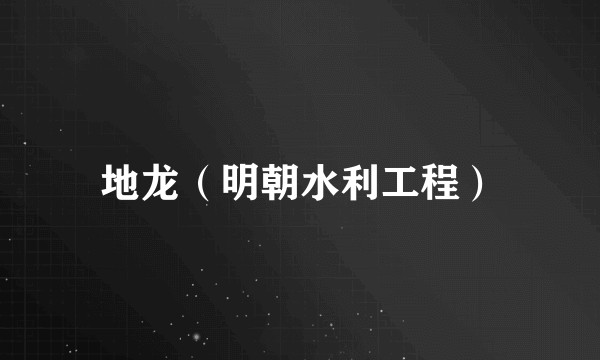 地龙（明朝水利工程）