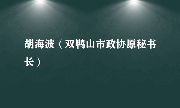 胡海波(双鸭山市政协原秘书长)