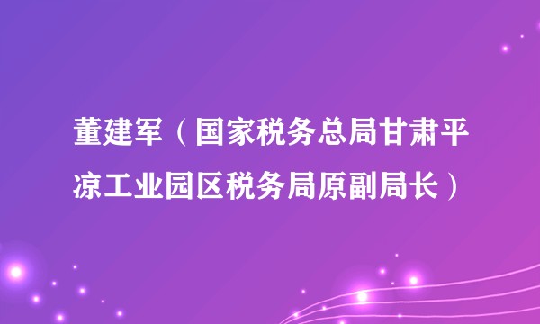 董建军（国家税务总局甘肃平凉工业园区税务局原副局长）