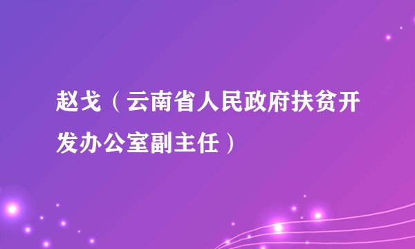 赵戈（云南省人民政府扶贫开发办公室副主任）