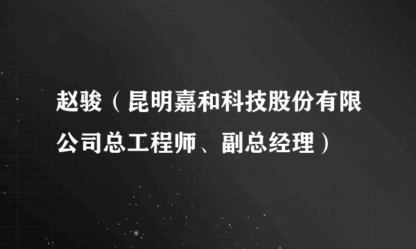 赵骏（昆明嘉和科技股份有限公司总工程师、副总经理）