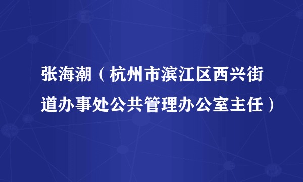 张海潮（杭州市滨江区西兴街道办事处公共管理办公室主任）