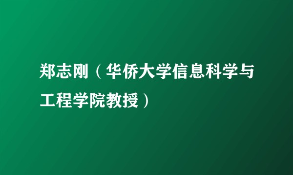 郑志刚（华侨大学信息科学与工程学院教授）