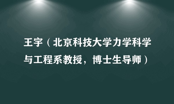王宇(北京科技大学力学科学与工程系教授,博士生导师)