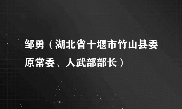 邹勇(湖北省十堰市竹山县委原常委、人武部部长)
