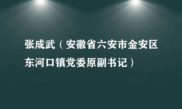 张成武（安徽省六安市金安区东河口镇党委原副书记）