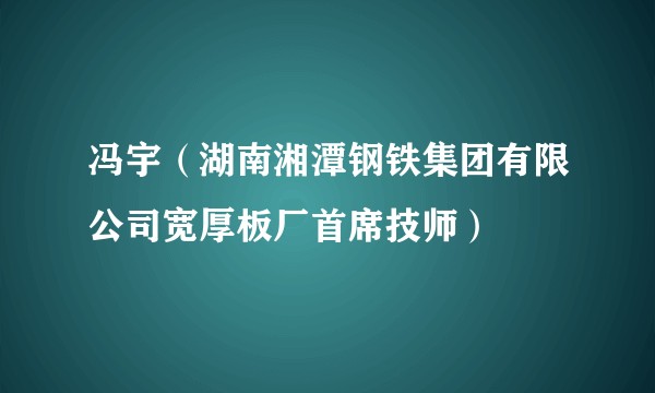 冯宇（湖南湘潭钢铁集团有限公司宽厚板厂首席技师）