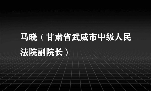 马晓（甘肃省武威市中级人民法院副院长）