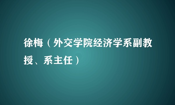 徐梅(外交学院经济学系副教授、系主任)