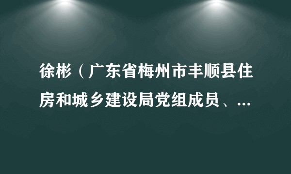 徐彬(广东省梅州市丰顺县住房和城乡建设局党组成员、副局长、县城市管理和综合执法局局长)