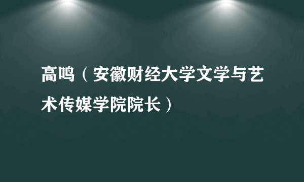 高鸣（安徽财经大学文学与艺术传媒学院院长）