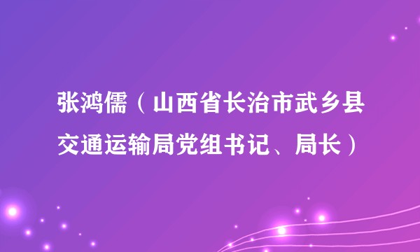 张鸿儒(山西省长治市武乡县交通运输局党组书记、局长)