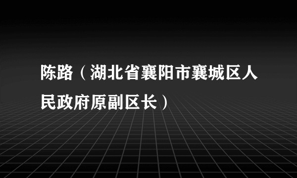 陈路(湖北省襄阳市襄城区人民政府原副区长)