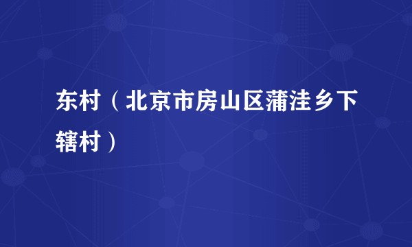 东村（北京市房山区蒲洼乡下辖村）