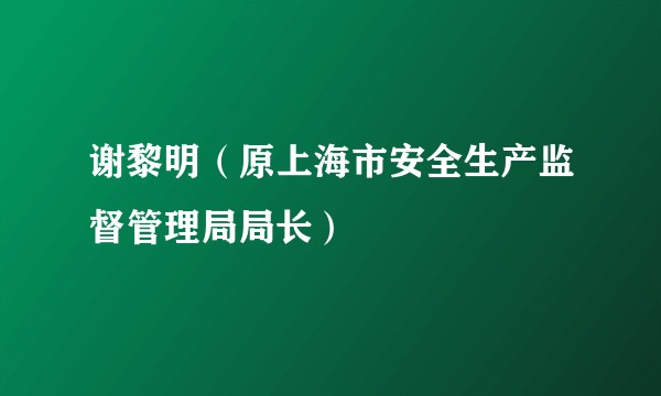 谢黎明(原上海市安全生产监督管理局局长)