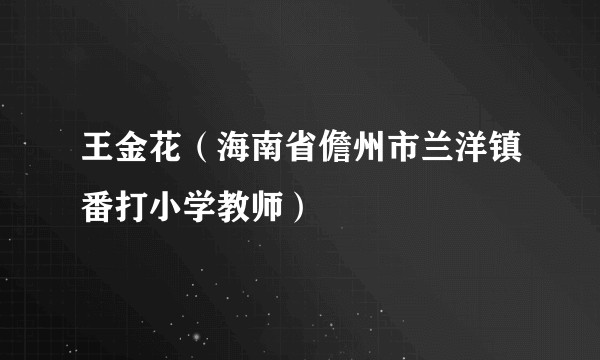 王金花(海南省儋州市兰洋镇番打小学教师)