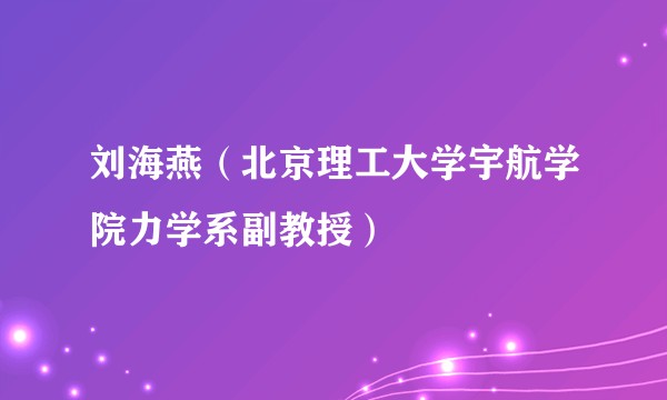 刘海燕（北京理工大学宇航学院力学系副教授）