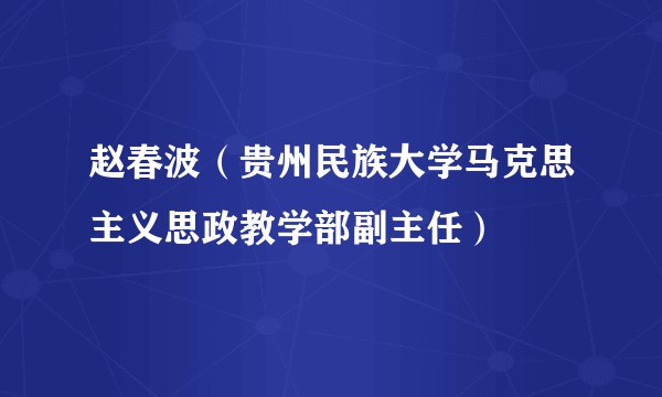 赵春波（贵州民族大学马克思主义思政教学部副主任）