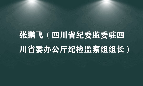 张鹏飞（四川省纪委监委驻四川省委办公厅纪检监察组组长）
