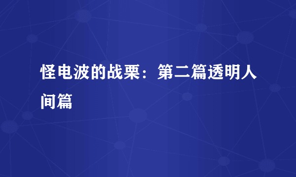 怪电波的战栗：第二篇透明人间篇
