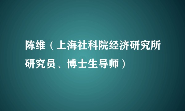 陈维（上海社科院经济研究所研究员、博士生导师）