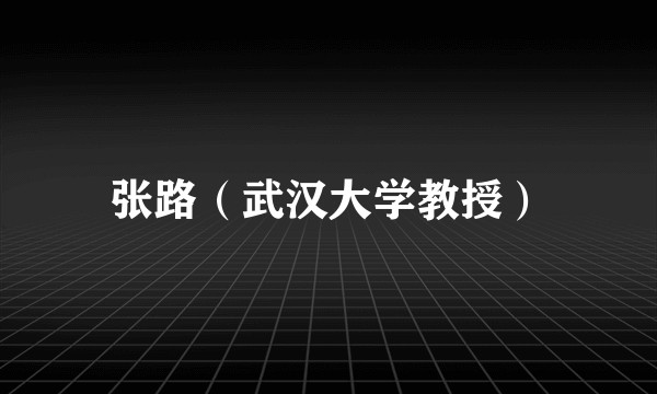 张路（武汉大学教授）